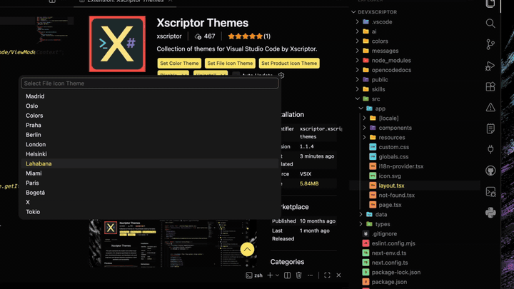 Xscriptor VSCode themes preview 2